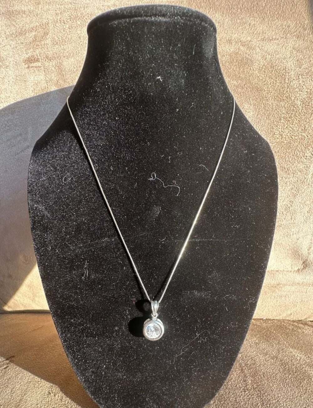 925 Sterling Silver Round Bezel-Set Solitaire Pendant Necklace